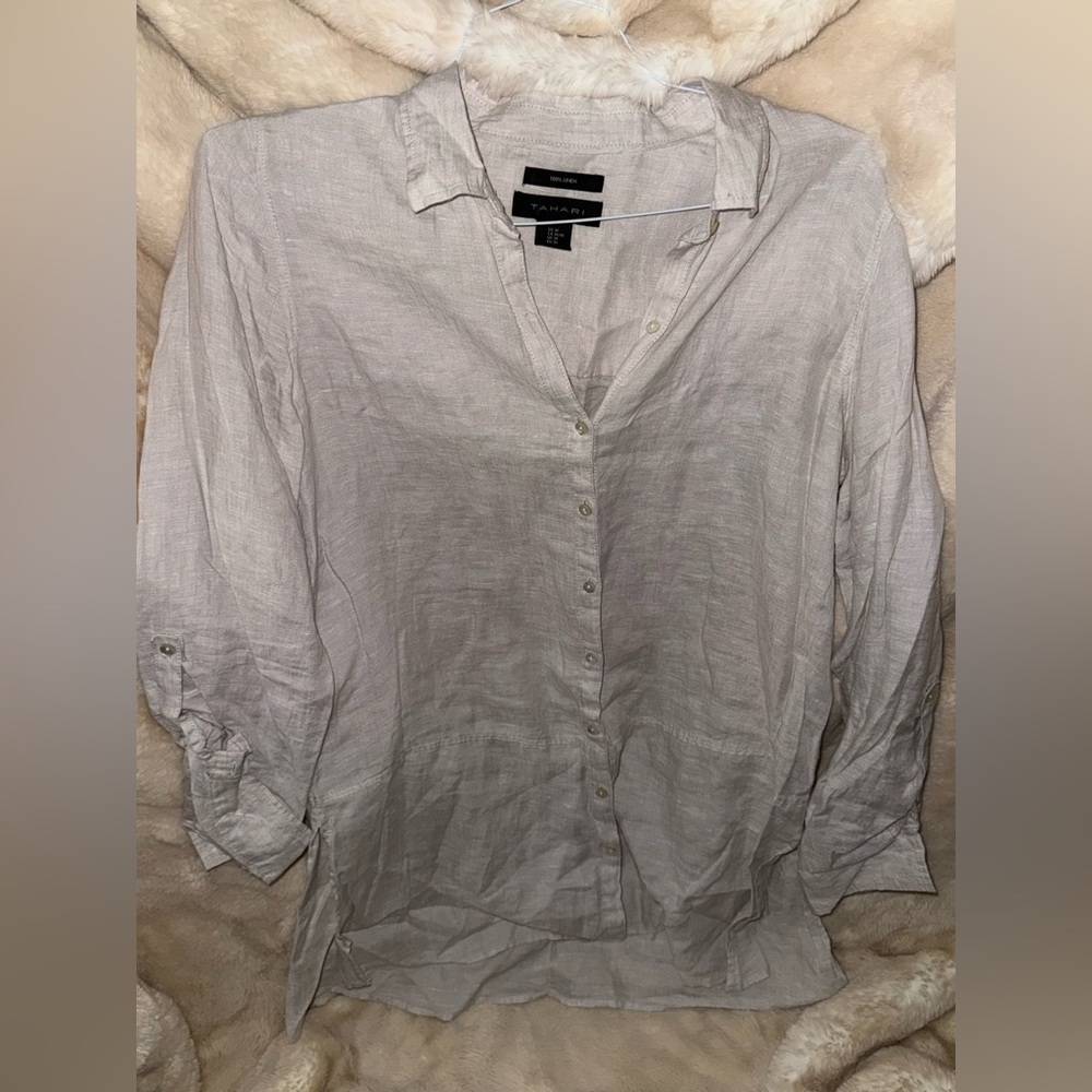 Tahari Gray Linen Fabric